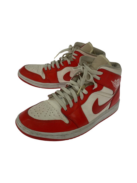NIKE NIKE WMNS AIR JORDAN 1 MID WHITE/HABANERO RED[値下]