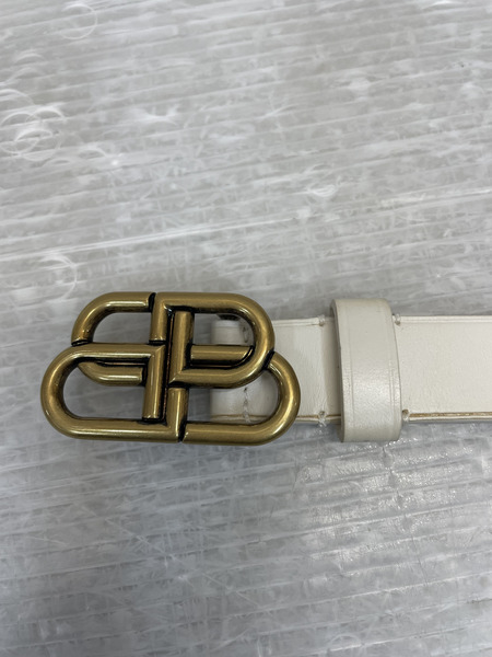 Balenciaga BBロゴ カーフスキン レザーベルト 白 581690 9000 V 501523 75