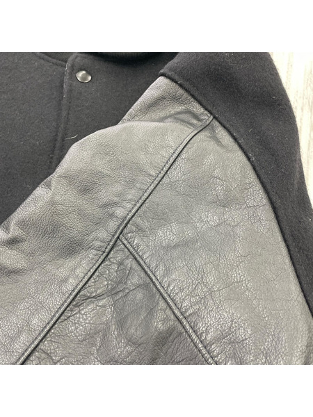 OLD・VINTAGE ブルゾン・ジャンパー EXCELLED 袖レザースタジャン XXL 黒
