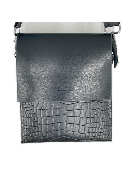 SARO ショルダーバッグ レザークロコ型押シ ショルダーバッグ BLK