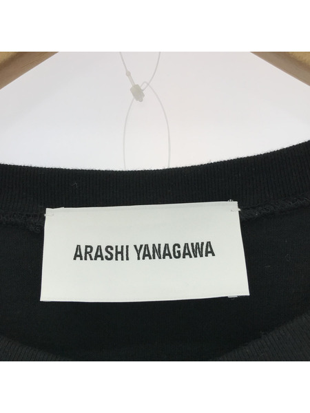 JOHN LAWRENCE SULLIVAN COTTON TUCKED SHOULDER SS TEE (M) 黒