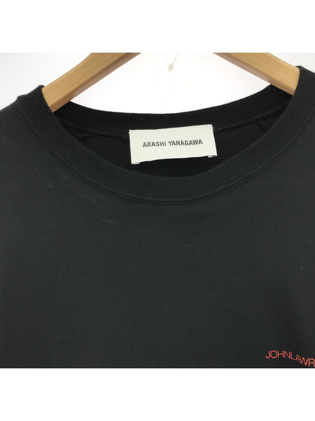JOHN LAWRENCE SULLIVAN COTTON TUCKED SHOULDER SS TEE (M) 黒