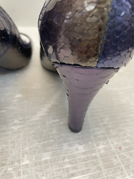 CHANEL オープントゥ パンプス 蛇 パイソン 36 1/2[値下]