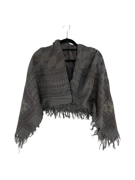 blank スター刺繍 大判ストール グレー