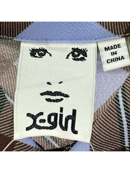 X-girl 半袖シャツ DIAMOND PLAID SHIRT (S)