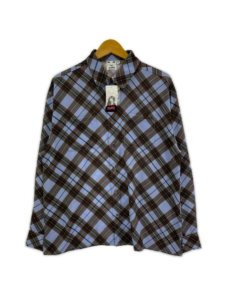 X-girl 半袖シャツ DIAMOND PLAID SHIRT (S)
