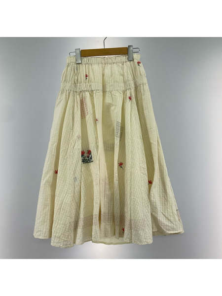 ISSEY MIYAKE ロングスカート Haat 花柄 2 WHT