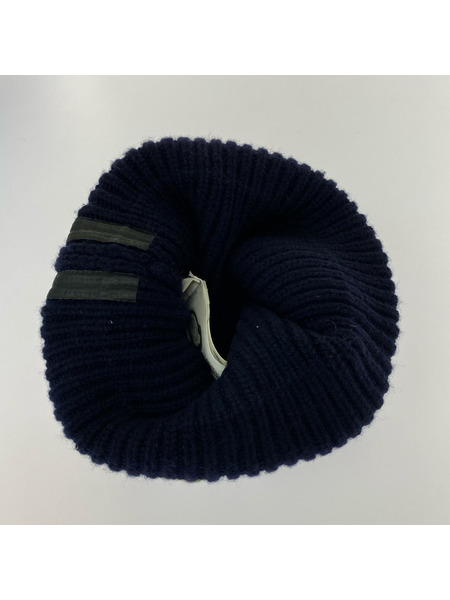 MONCLER ニットキャップ 2ライン カシミヤ混 紺