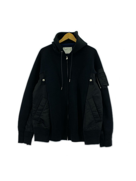 Sacai パーカー(ジップアップ) Sponge Sweat NylonTwill Hoodie｜商品