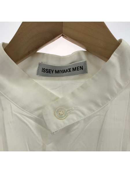 ISSEY MIYAKE 97ss 銀タグ バンドカラープリーツシャツ M ホワイト ME71-FJ327[値下]