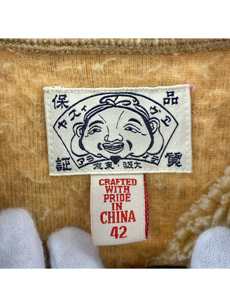 EVISU ジャケット ビッグカモメ フリースジャケット ベージュ 42