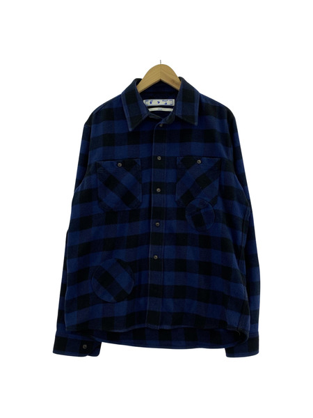OFF-WHITE 長袖シャツ LSチェックシャツ ブルー M[値下]
