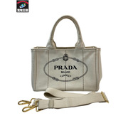 PRADA プラダ カナパ ハンドバッグ ホワイト デニム