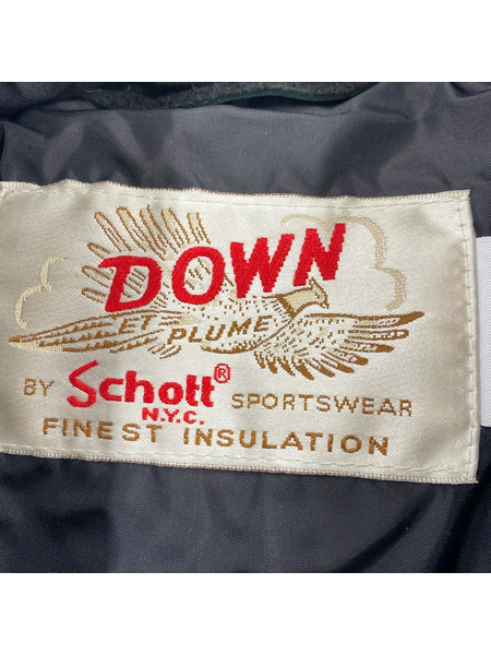schott×Ron Herman レザーヨーク ダウンジャケット M ブラック
