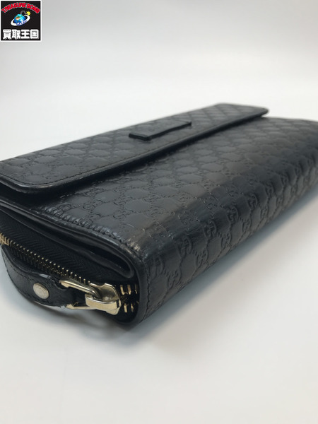 GUCCI グッチ 449364 マイクログッチ シマレザー ラウンドファスナー