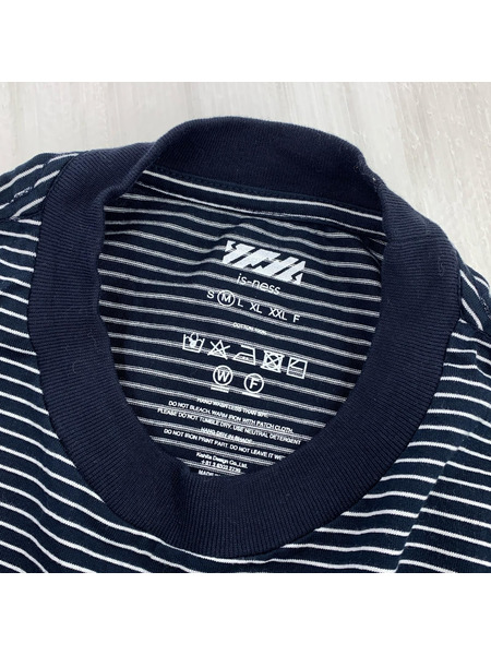 is-ness BALLOON SHORT SLEEVE T-SHIRT 紺 ボーダー (M)