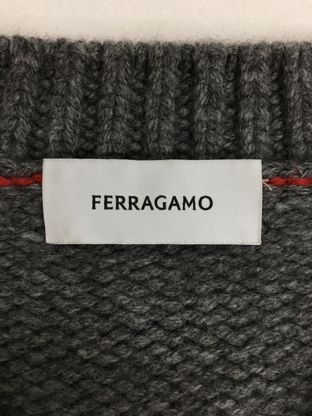FERRAGAMO メンズラグ衣料 SF☆IT/V NECK FLORAL KNIT/Vネックニット/S