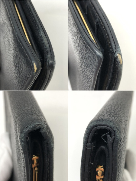 シャネル がま口長財布 財布 キャビアスキン ブラック