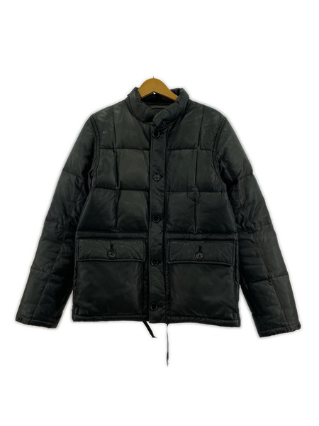 STUSSY ダウンジャケット ラムレザー ダウンジャケット  黒