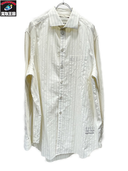 GUCCI オーバーサイズ ストライプシャツ 48 アイボリー