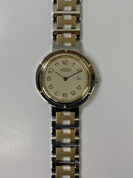 エルメス クリッパー SS×GP OH・仕上げ・電池交換済み 本体のみ ダメージあり HERMES 腕時計 クオーツ クォーツ ボーイズ