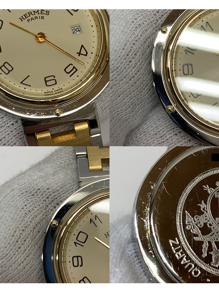 エルメス クリッパー SS×GP OH・仕上げ・電池交換済み 本体のみ ダメージあり HERMES 腕時計 クオーツ クォーツ ボーイズ