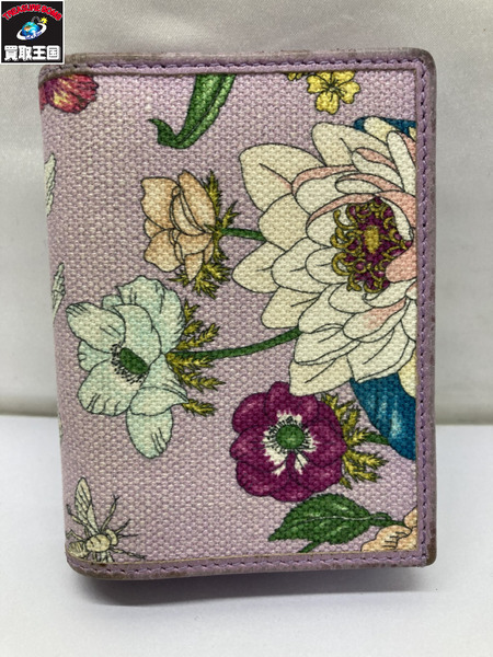 グッチ　コンパクトウォレット フローラプリント コンパクトウォレット  角スレあり[値下]