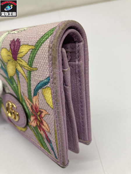 グッチ　コンパクトウォレット フローラプリント コンパクトウォレット  角スレあり[値下]