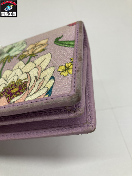 グッチ　コンパクトウォレット フローラプリント コンパクトウォレット  角スレあり[値下]