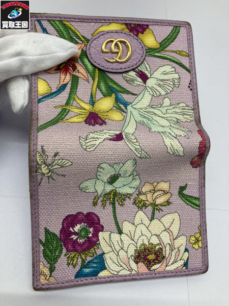 グッチ　コンパクトウォレット フローラプリント コンパクトウォレット  角スレあり[値下]