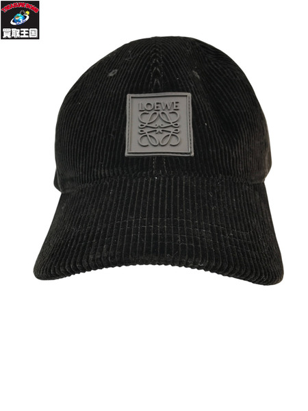 LOEWE ロエベ コーデュロイ アナグラムパッチキャップ K820358X22 BLK 帽子 ワンサイズ