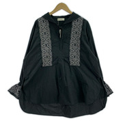 長袖Tシャツ・カットソー doux bleu 刺繍 ブラウス BLK