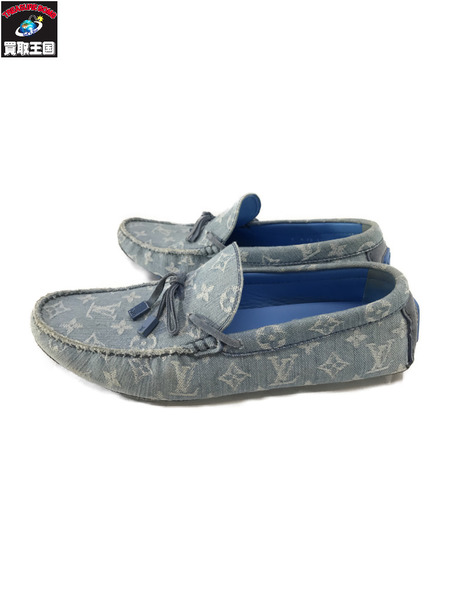 LV ドライバー ドライビングシューズ デニム モノグラム 青 (8)