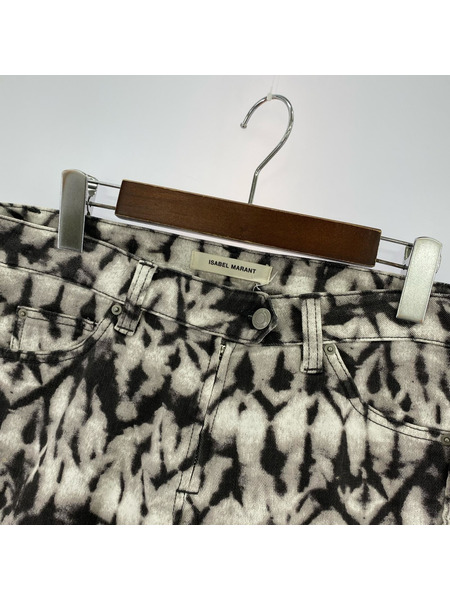 ISABEL MARANT デニム・ジーンズ ムラ染メギャザーデニムパンツ 白黒