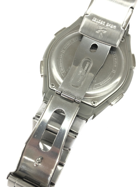 CASIO ウェーブセプター ソーラー腕時計 紺 シルバー
