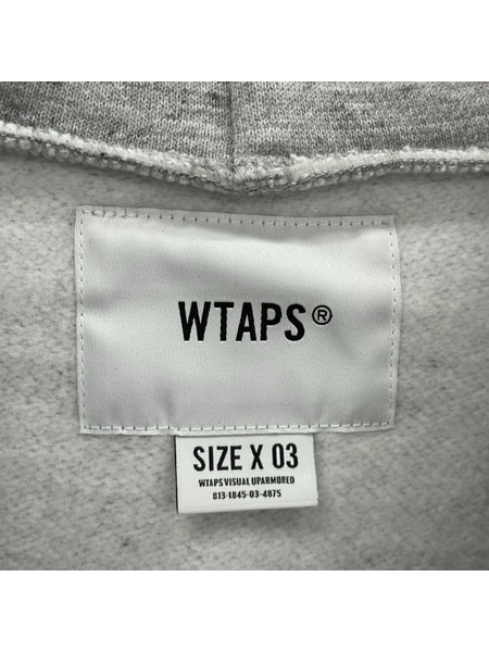 WTAPS パーカー(ジップアップ) ロゴプリント グレー X 03
