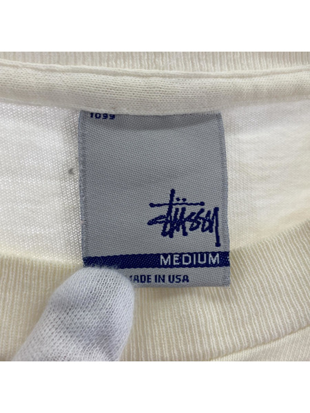 STUSSY 半袖Tシャツ・カットソー 00s USA製 銀タグ ワールドツアーTee 白 (M)