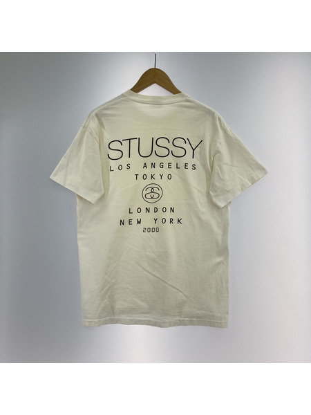 STUSSY 半袖Tシャツ・カットソー 00s USA製 銀タグ ワールドツアーTee 白 (M)