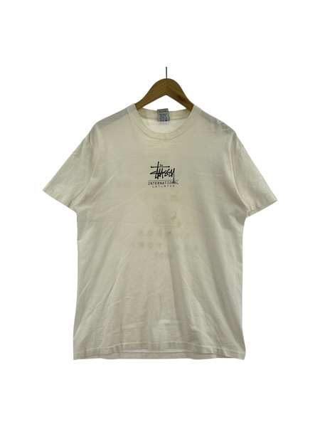 STUSSY 半袖Tシャツ・カットソー 00s USA製 銀タグ ワールドツアーTee 白 (M)