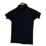ISSEY MIYAKE 半袖Tシャツ・カットソー ハイネック 半袖 プリーツ 黒