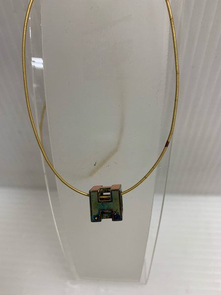 エルメス　HERMES　カージュアッシュ　Ｈキューブ　ネックレス　ペンダント　チョーカー　オレンジ シルバー