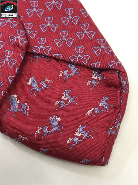 HERMES ネクタイ 総柄 赤
