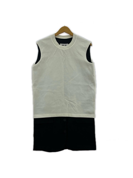 MM6 ノースリーブワンピース ドッキング/ノースリーブ/白黒/XS