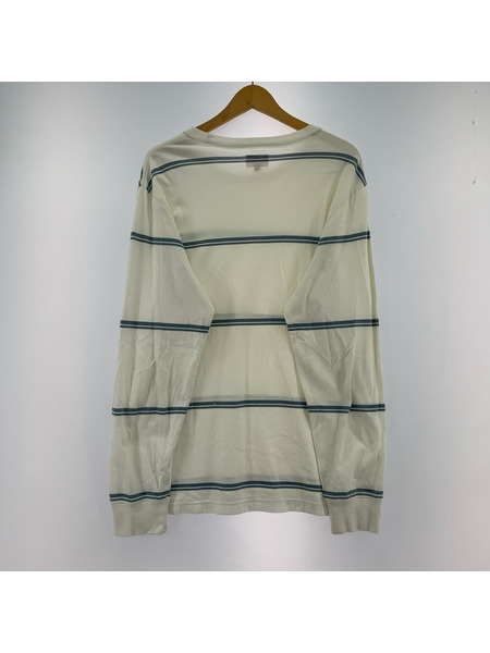 Supreme ボーダー LSカットソー 白/青