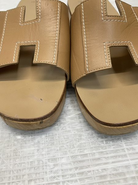 HERMES ケブラール Hロゴ ウッドサンダル 36