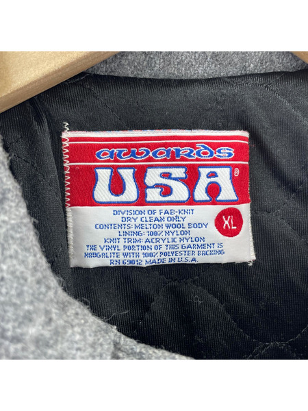 OLD・VINTAGE ジャケット AWARDS USA USA製 袖レザー スタジャン(XL) グレー×ブルー