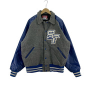 OLD・VINTAGE ジャケット AWARDS USA USA製 袖レザー スタジャン(XL) グレー×ブルー