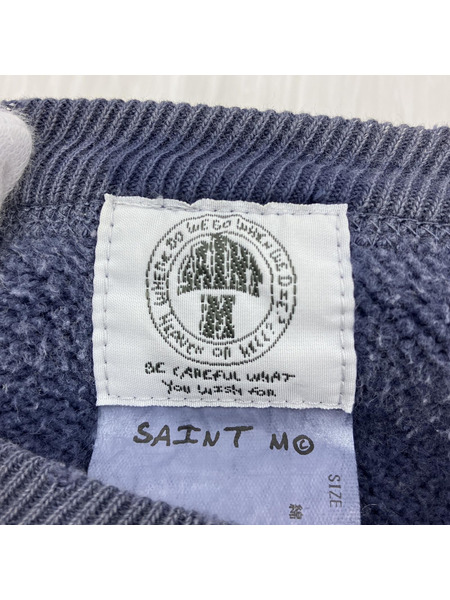 SAINT MICHAEL/21AW SKULL USED CREW NECK SWEAT/L/NVY[値下 SAINT MICHAEL/21AW SKULL USED CREW NECK SWEAT/L/NVY[値下