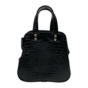COMME des GARCONS ハンドバッグ クロコ型押シ エナメル