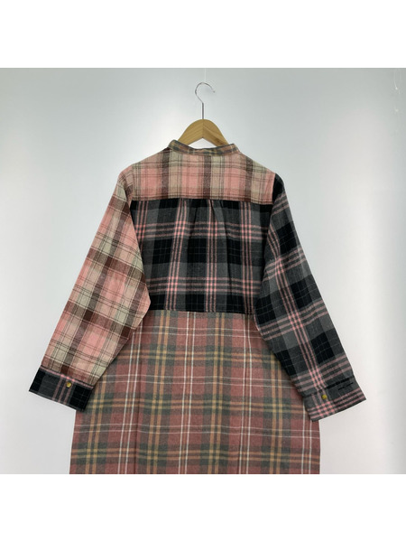 AS as know as 長袖ワンピース チェックMIXシャツOP